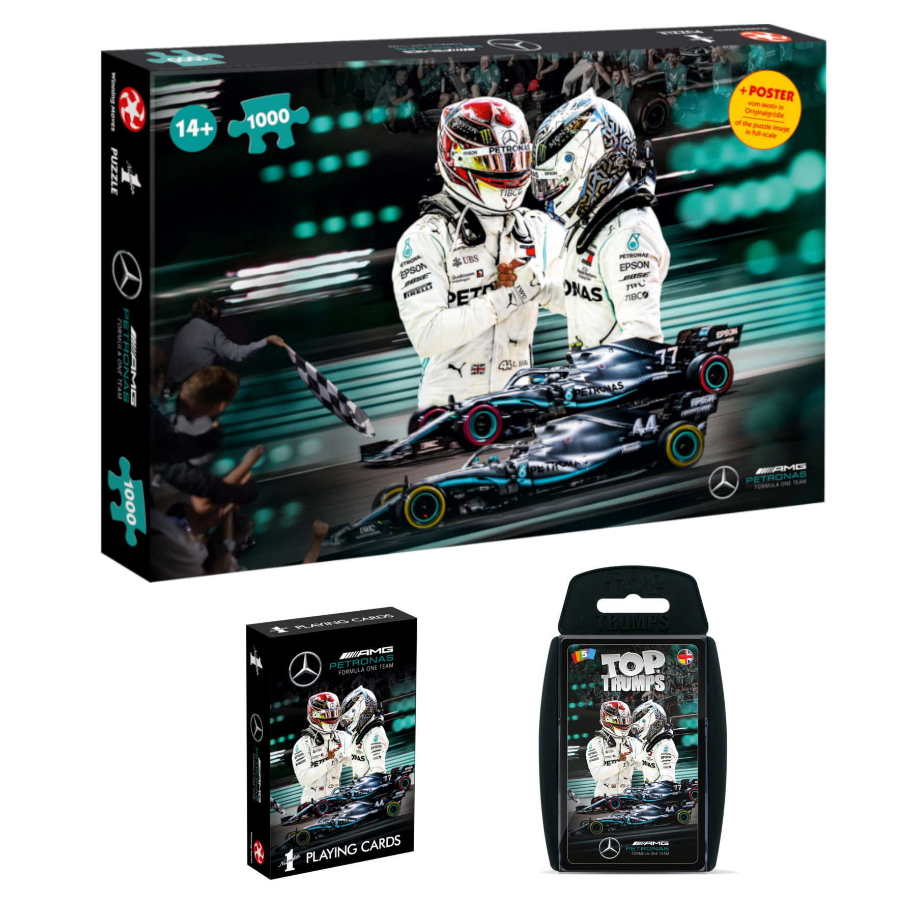 Mercedes Spielepaket: Spielkarten + Top Trumps + Puzzle