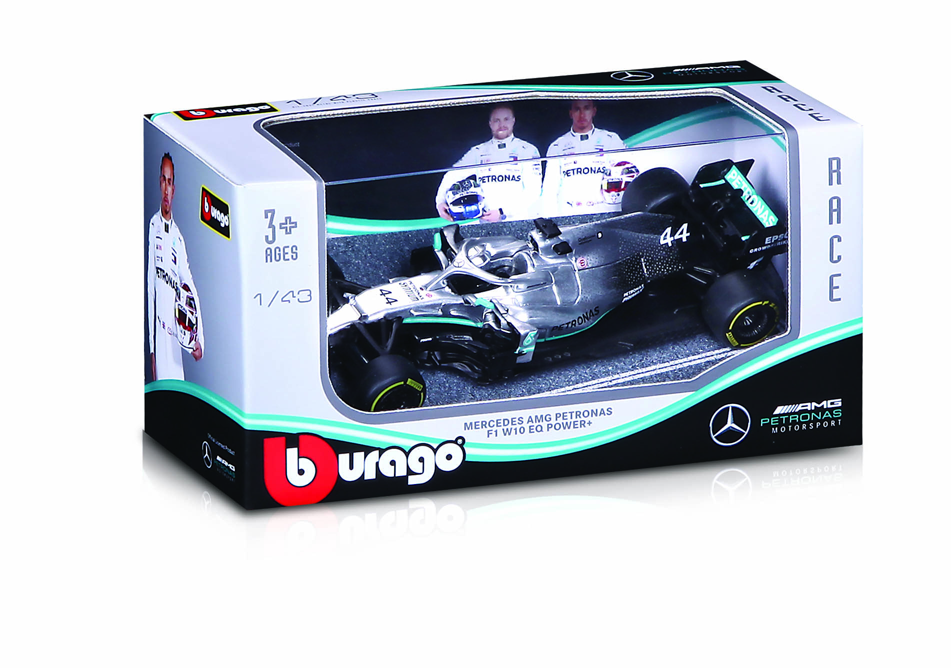 BBurago Mercedes AMG Petronas F1 W10 EQ Power+ Hamilton Modellauto (Maßstab 1:43)