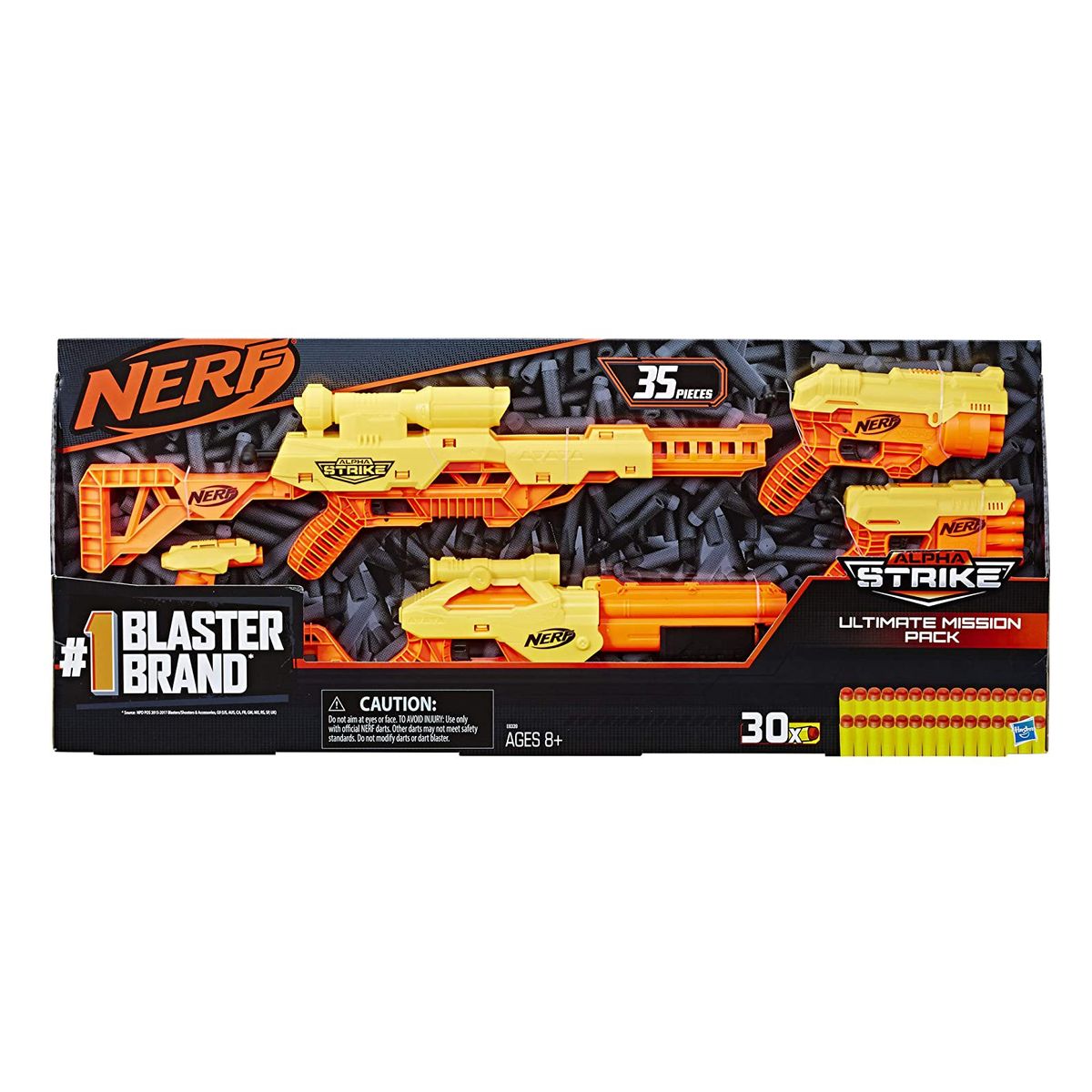 [Bundle] Hasbro E8339 - Nerf - Alpha Strike - Ultimate Mission Pack + Dart Accustrike 75-er Nachfüllpack