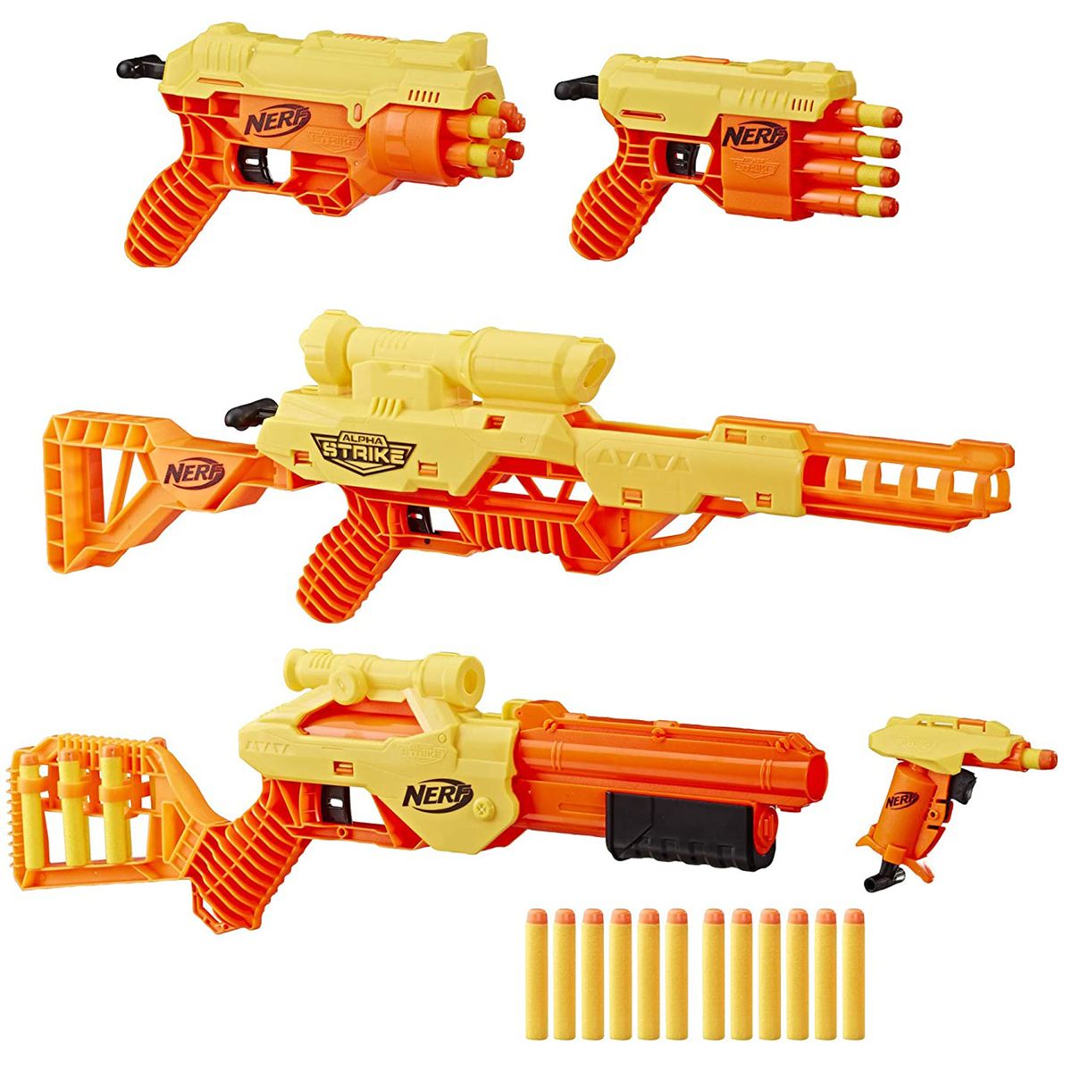 [Bundle] Hasbro E8339 - Nerf - Alpha Strike - Ultimate Mission Pack + Dart Accustrike 75-er Nachfüllpack
